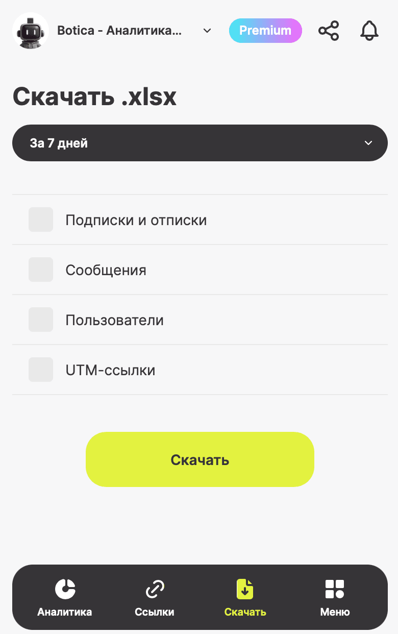 Botica — Аналитика для Telegram screenshot 8